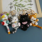 Small Cat Crochet Keychain Handmaking Crochet Cute Kitten Keyrings For Bag Pendant Knitting Animal Doll Keychain For Gift Custom