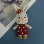 Cute Rabbit Doll Crochet Keyrings Handmaking Knitting Rabbit Keychains Cartoon Carrot Rabbit Keyrings Pendant Custom Accessories
