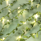 LED Green Leaf Fake Plant String Lights LED Battery Powered for Wall Room Office Birthday Home Bedroom Halloween Christmas Decor