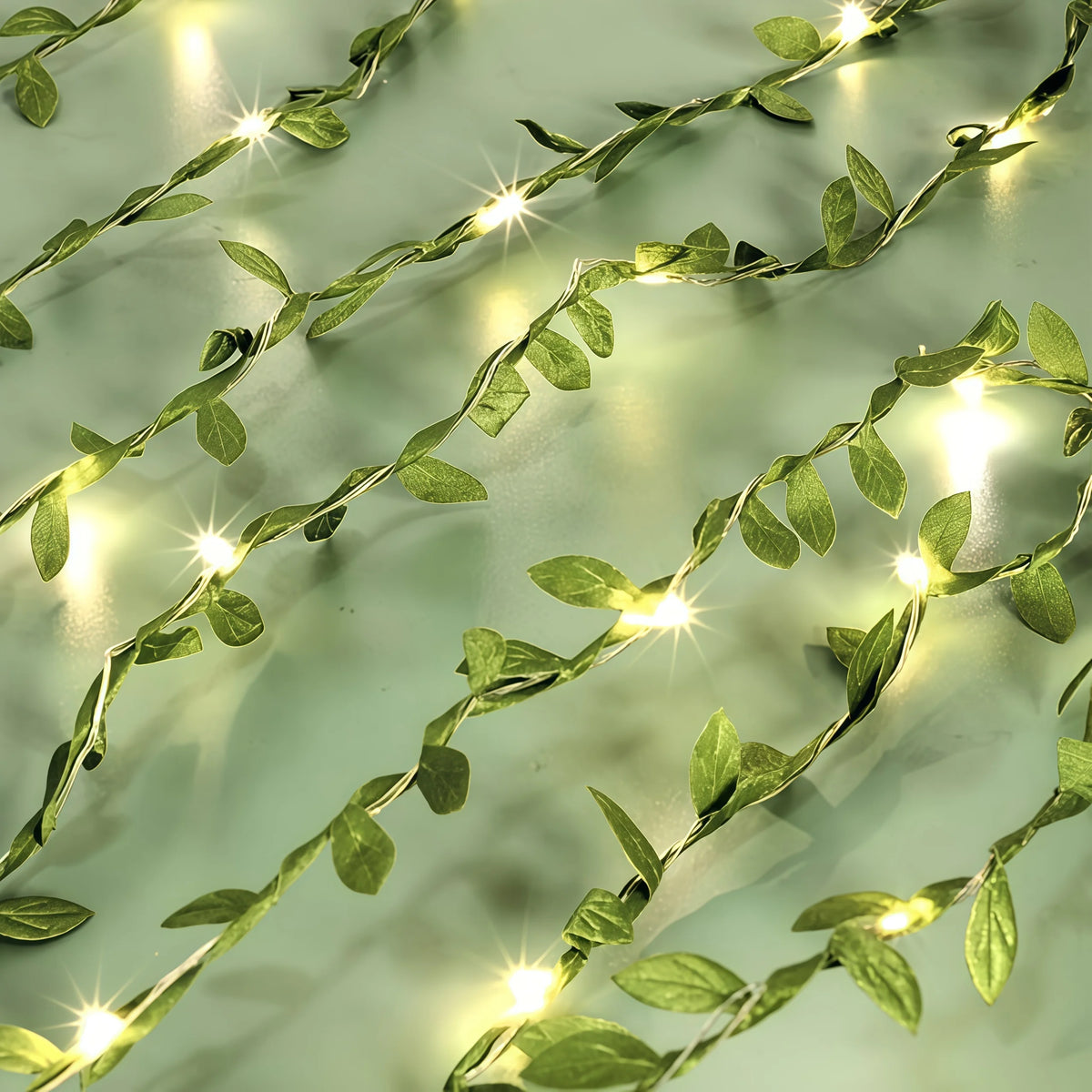 LED Green Leaf Fake Plant String Lights LED Battery Powered for Wall Room Office Birthday Home Bedroom Halloween Christmas Decor