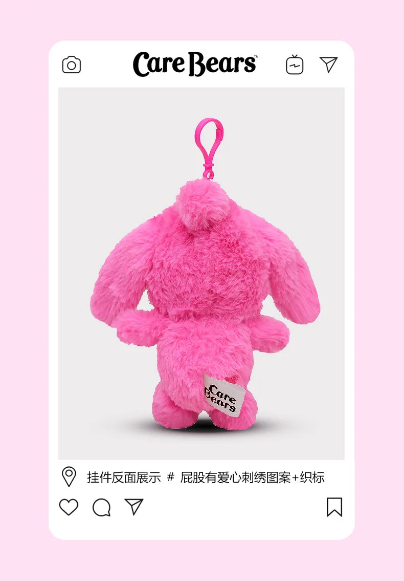 New Genuine Carebears Plush Rabbit Hat Keychain Rainbow Bear Doll Pendant School Bag Ornament Gift