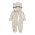 0-24M Baby Rompers Infant Clothes Winter Newborn Baby Boy Girl Zipper Bodysuit Bear Fleece Hooded Pyjamas