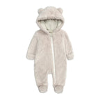 0-24M Baby Rompers Infant Clothes Winter Newborn Baby Boy Girl Zipper Bodysuit Bear Fleece Hooded Pyjamas