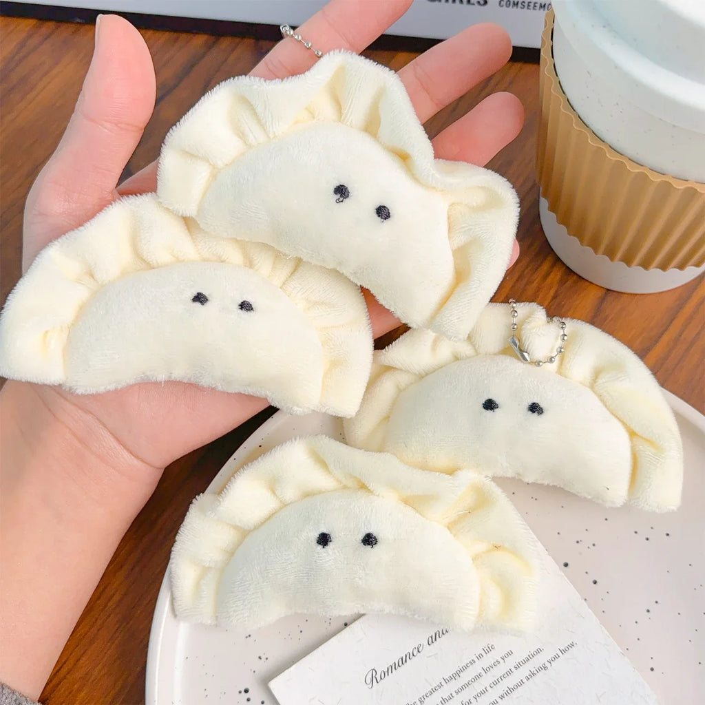 1/5pcs Soft Plush Dumpling Keychains Stuffed Cartoon Cute Creative Pendant Key Ring Food Bag Decorations Girls Backpack Charm