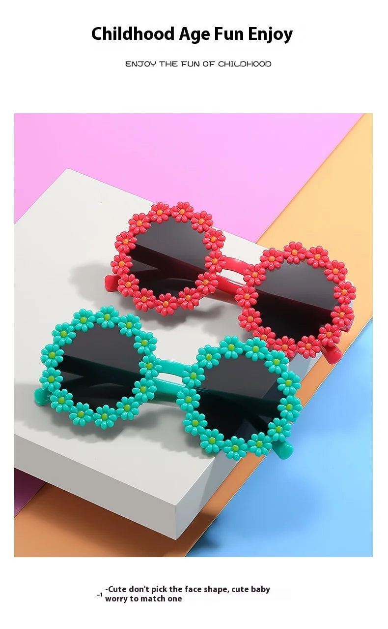 2024 New Sunglasses, Cartoon Children's Glasses For Boys And Girls, Cute Small Flowers, Little Daisy Baby Sunglasses