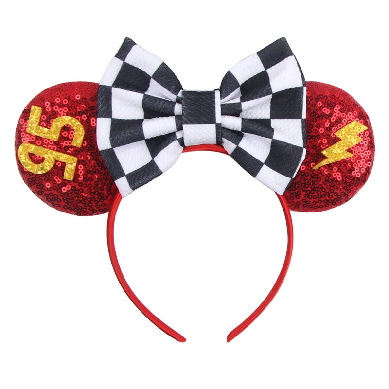 Disney Pixar Cars Kawaii Ear Headbands for Adults Lightning McQueen Hairband Cars on The Road Headwear Girl Bow Hair Accessories