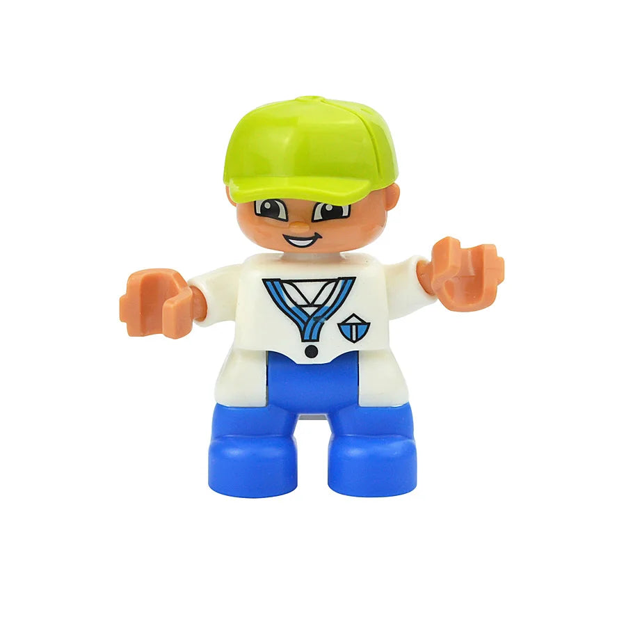 Big Size Figures Building Block Doll Family Farmer Pirate Worker Doctor Policemen Large Brick Compatible Build House Duploes Toy