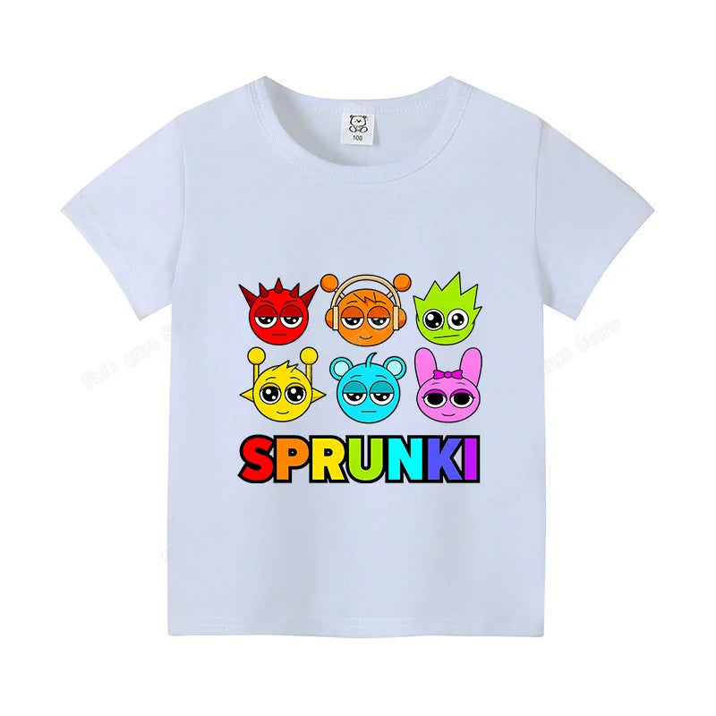 Sprunkis T-shirts Cartoon Oren Wenda Outdoor Clothes Short Sleeve Summer Cute Base Top Funny Birthday Gift