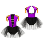 Girls Circus Ringmaster Cosplay Costume Sleeveless Sequin Tassels Leotard Ballet Tutu Dress Unitard Halloween Cosplay Lion Tamer