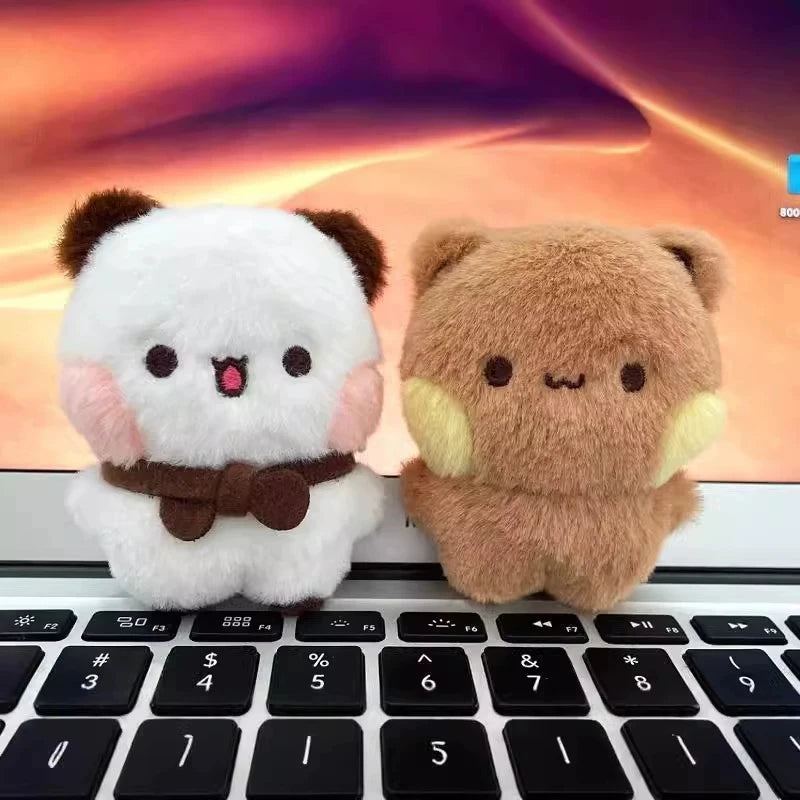 Cartoon Panda Bubu and Yier Keychain Pendant Dolls Cute Panda Bear Doll Keyring Handbag Decor Accessories Couple Gifts