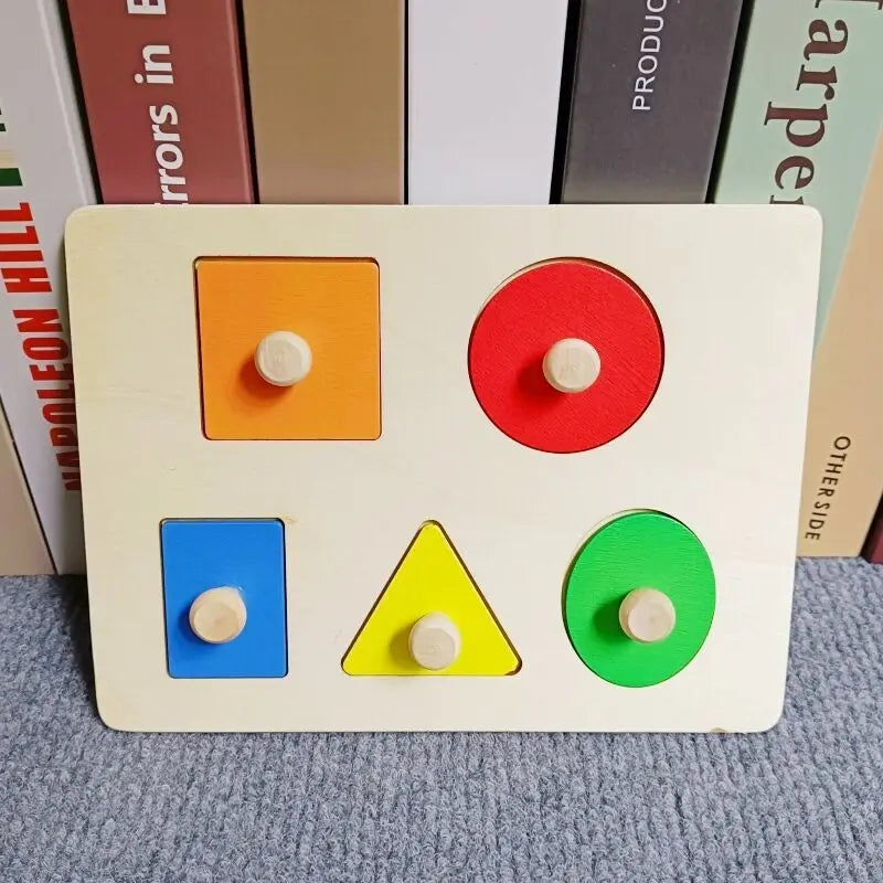 Montessori Toy Wooden Building Blocks Early Learning Educational Toys Color Shape Match Kids Puzzle Toys For Children Boys Girls