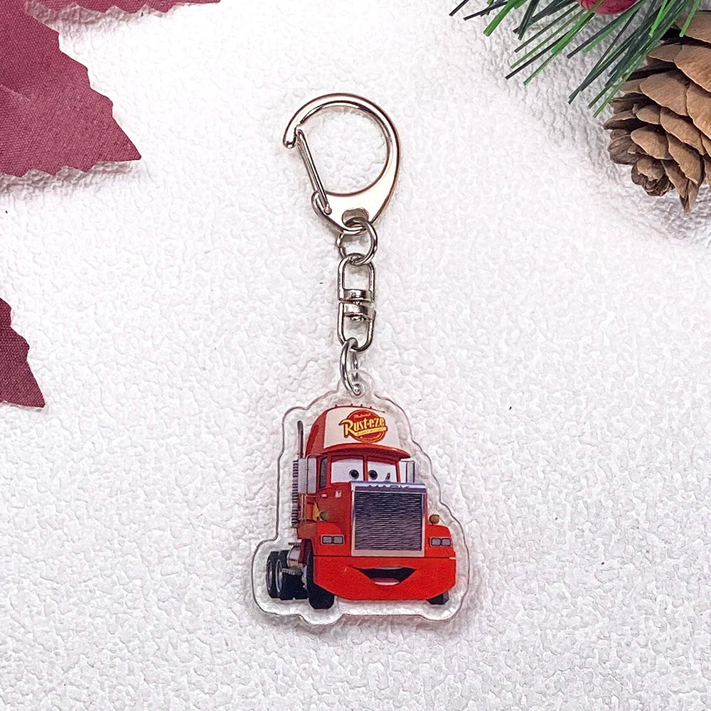 1/11Pcs Disney Cars Lightning McQueen Keychain Accessories Acrylic Charms Pendant For Bag Funny Key Holder Backpack Decoration