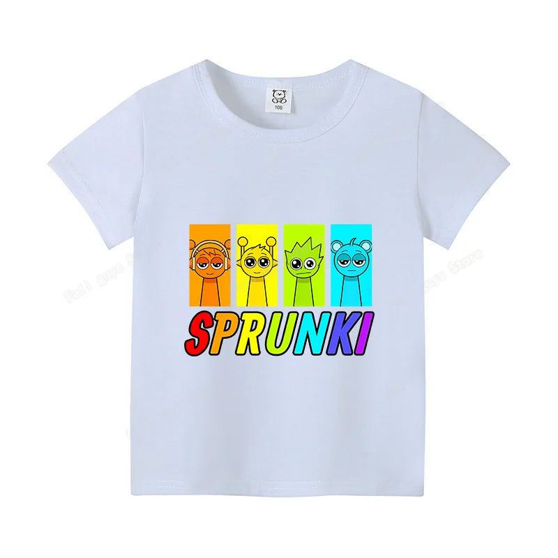 Sprunkis T-shirts Cartoon Oren Wenda Outdoor Clothes Short Sleeve Summer Cute Base Top Funny Birthday Gift