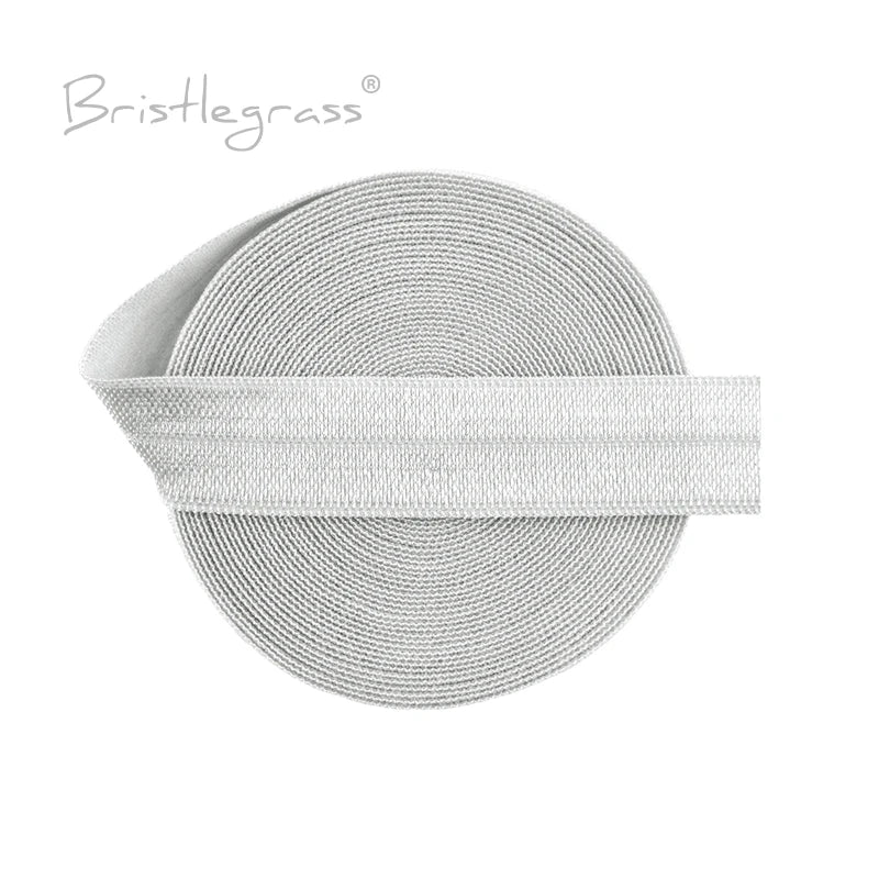 BRISTLEGRASS 2 5 10 Yard 5/8" 15mm Solid FOE Shiny Fold Over Elastic Spandex Satin Band Hair Tie Headband Dress Sewing Lace Trim