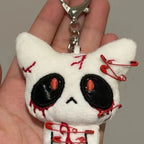Halloween Horror Plush Keychain Creepy Bloody Monster Doll Goth Bag Charm Scary Accessories for Backpack Cosplay Party Decor