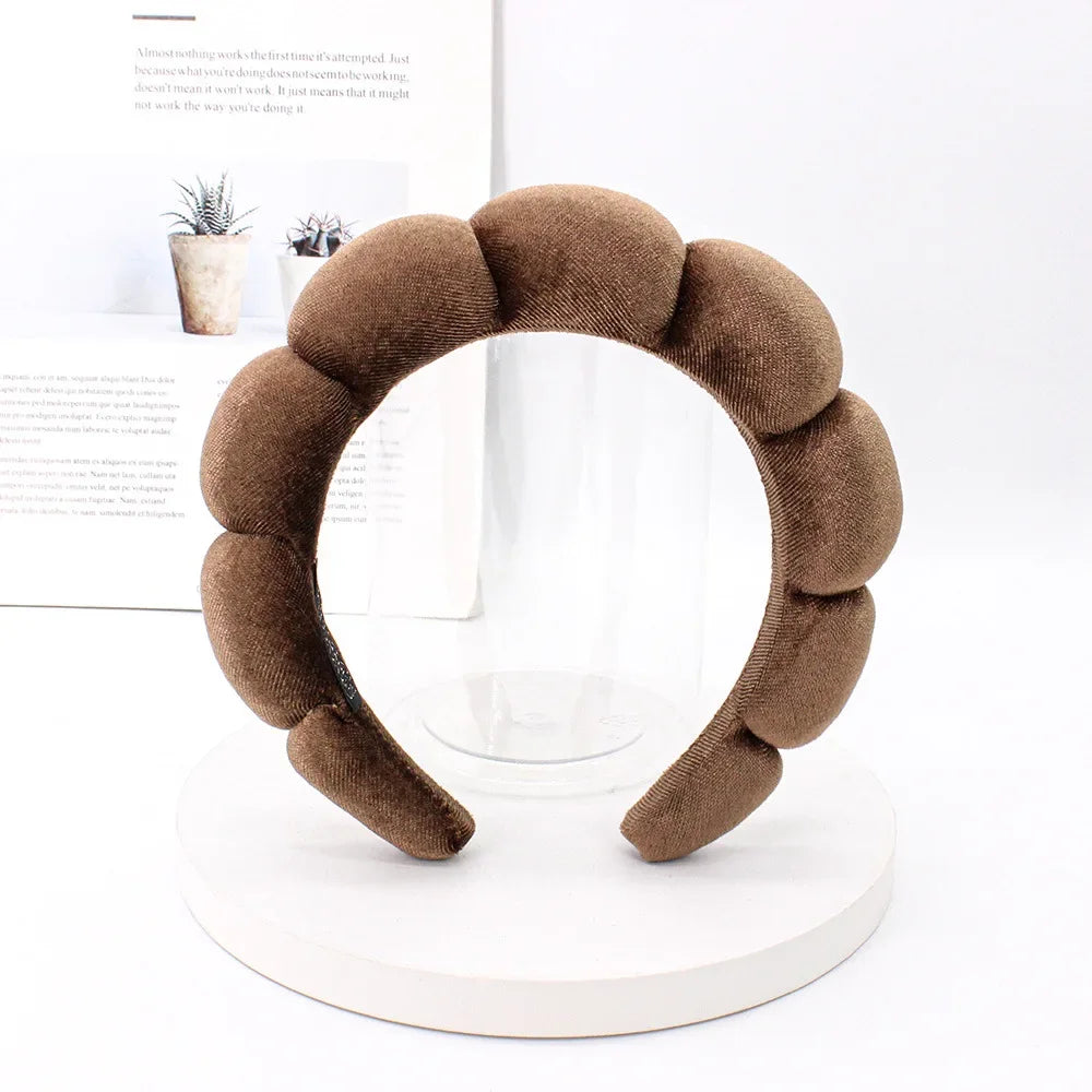 Sponge Spa Headband Velvet Washing Face Wide Padded Headband Skin Care Makeup Removal Shower for Women Girls Hair Accessories