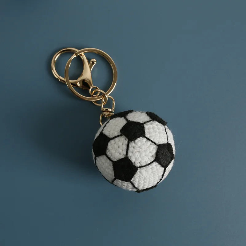 Creative Crochet Soccer Keyrings Wholesale Knitting Basketball Keychain Cute Sport Ball Series Crochet Keychain Custom Accessory