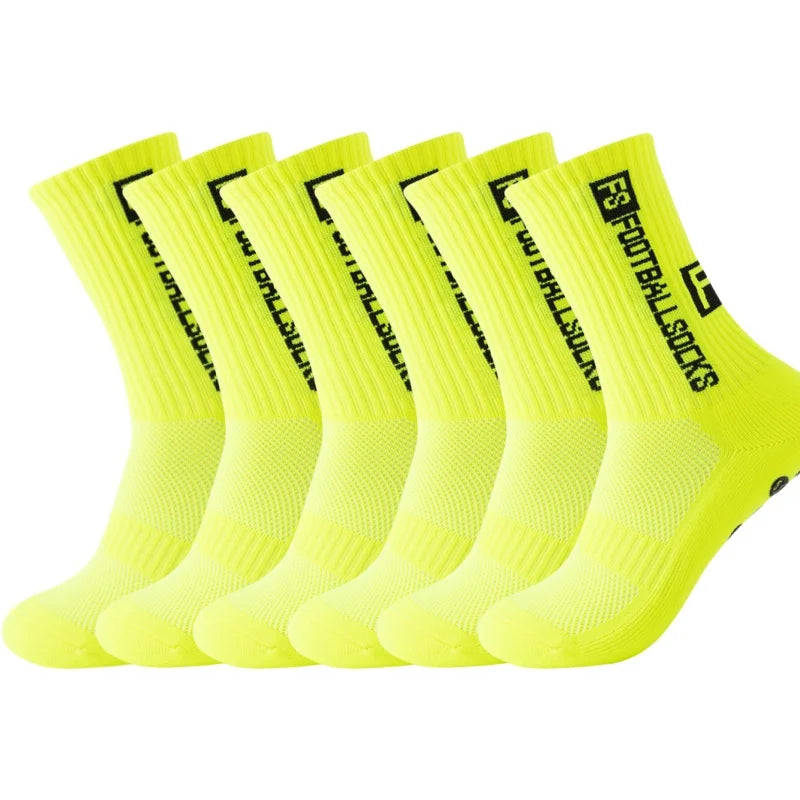 6Pairs/Lot FS Football Socks New Style Round Silicone Suction Cup Grip Anti Slip Soccer Socks Sports Men Baseball Rugby Socks