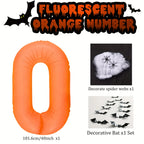 40 inch Orange Number 0-9 Balloon Halloween Horror Theme Birthday Balloon Set Spider Web Bat Festival Decoration Photo Props
