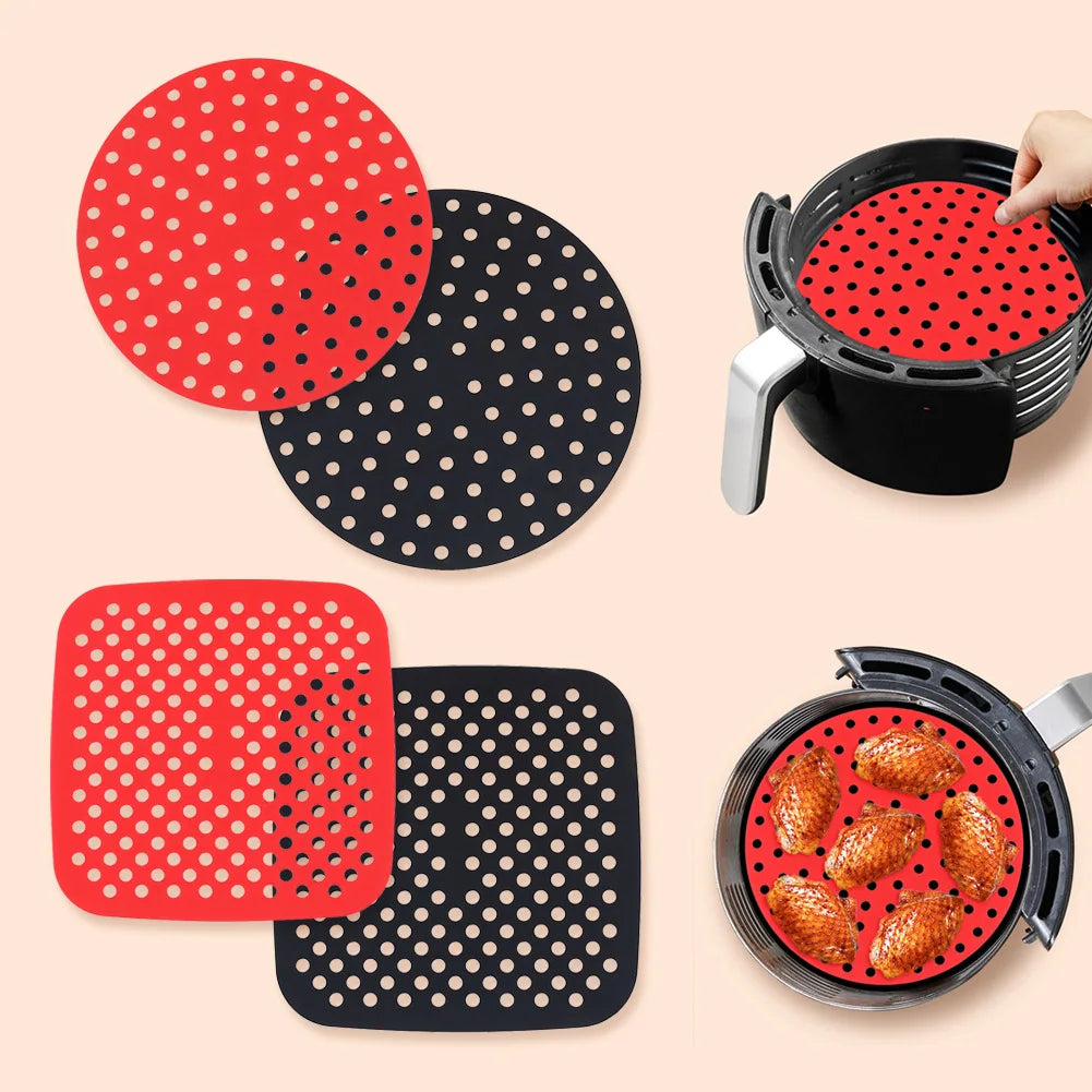 Reusable Silicone Air Fryer Mat Kitchen Non-stick Baking Pad Baking Inner Liner Cooking Bake ware Oil Mats Cake Grilled Saucer