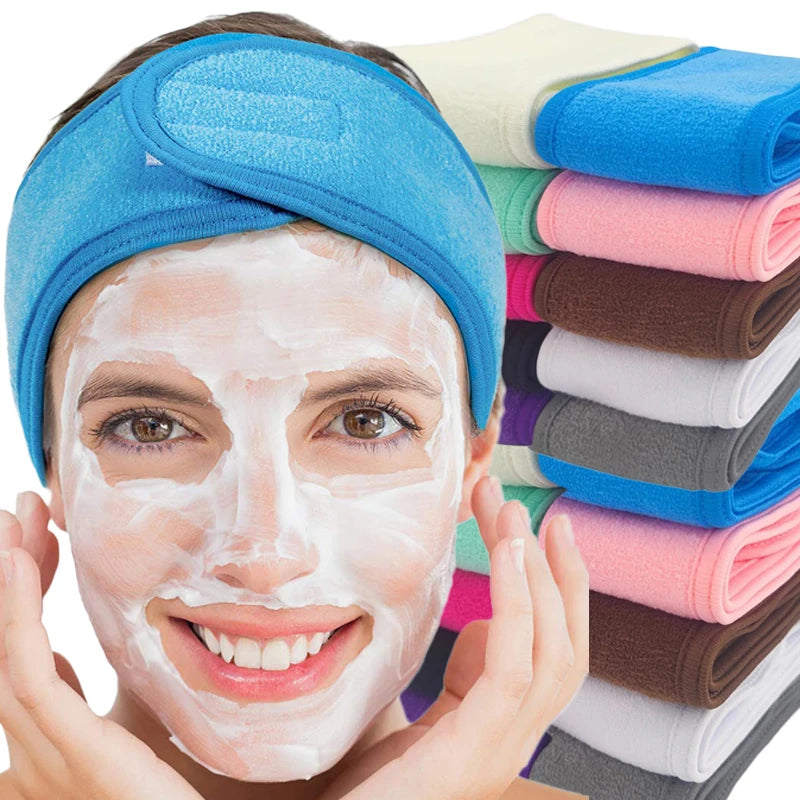 Adjustable Head Band Women Spa Wide Hairband Yoga Bath Shower Makeup Wash Face Cosmetic Headband Soft Toweling Hair Accessories