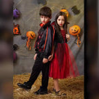 Halloween Costume for Kids Halloween Fantasy Vampire Costume Girls Long Tutu Dress Kids Carnival Outfit Gothic Feather Clothes