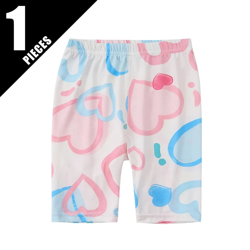 1/4/6 Pieces Girls' Seasonal Thin Sweet Cute Fashionable Printed Bottom Shorts Anti Gare Safety Pants Soft Leggings Home Pants