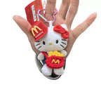 Hello Kitty  10Cm Keychain Plush Straw Hat Doll Kawaii Pendant Anime Cartoon Plushie Toy Christmas Gifts For Children