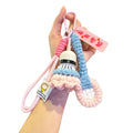 Soft Cute Crochet Badminton Keychain Mini Bright Color Knitted Badminton Pendant Bag Hanging Charms Car Keyring Backpack Decor