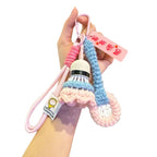Soft Cute Crochet Badminton Keychain Mini Bright Color Knitted Badminton Pendant Bag Hanging Charms Car Keyring Backpack Decor