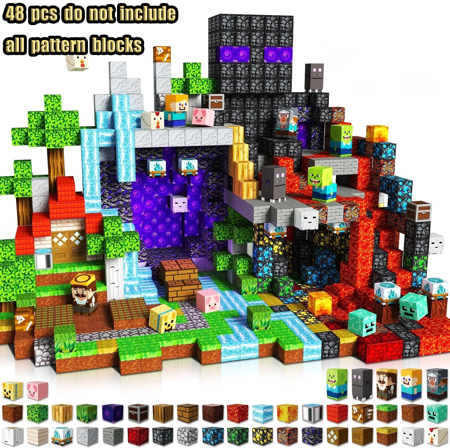 Magnetic Building Blocks Mine World Magnetic Mine Exploration Construction Brick Cube STEM Toy Set Gift for Boy Girl Children