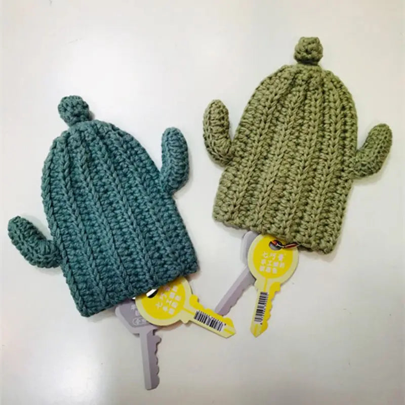 Cute Crochet Cactus Keychain For Keys Storage Bag Keyring Knitting Ladybug Bag Keyrings Wholesale Custom Car Keychain Accessory