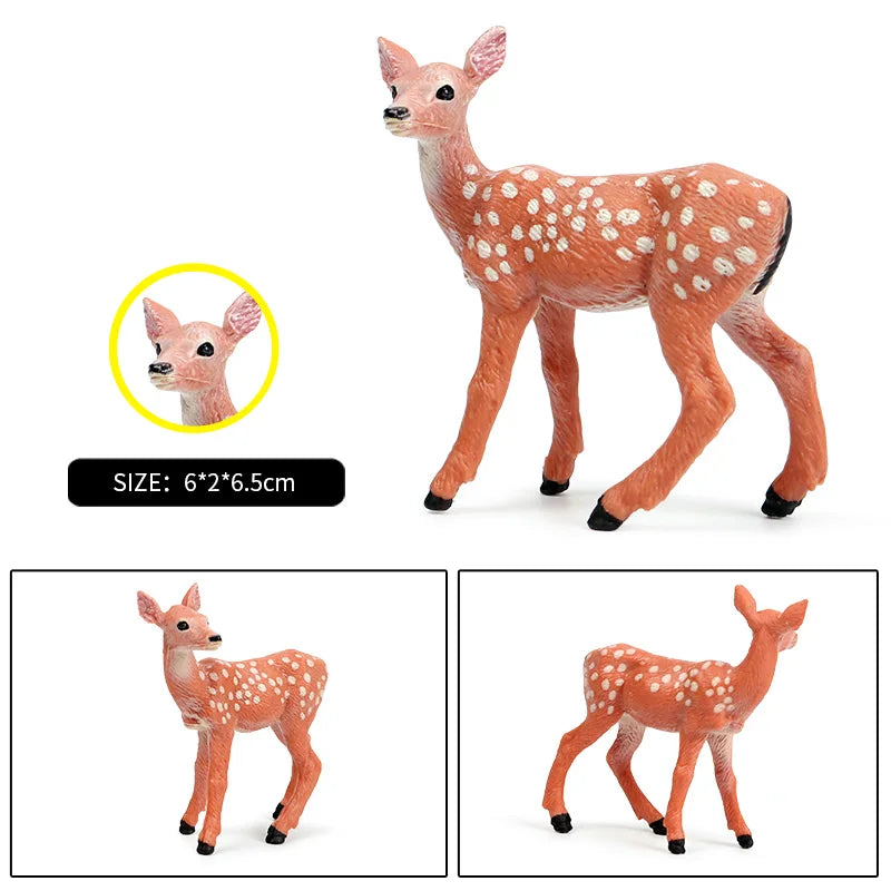 Oenux Forest Deer Animals Simulation Wild White-Tailed Elk Action Figures Moose Figurines Model Decoration Toy Kids Xmas Gift