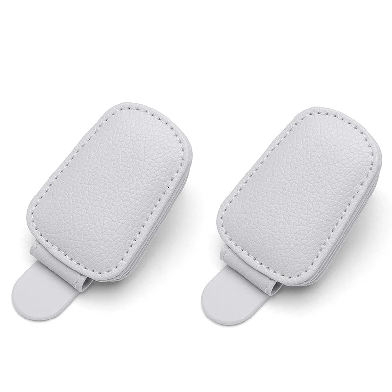 1/2Pc Sunglasses Holder Is Suitable for Car Sun Shades Magnetic Leather Sunglasses Clip and Ticket Clip Car Sunshade Accessories
