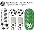 Soccer Theme Disposable Tableware Set Paper Plates Cups Napkins Tablecloth Boys Sports Football Birthday Party Decor Supplies