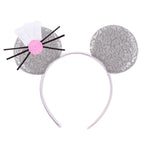 2026 Festival Party Cosplay Mouse Ears Headband 3.3" Ears Glitter Hairband For Boys Girls DIY Cartoon Hair Accessories