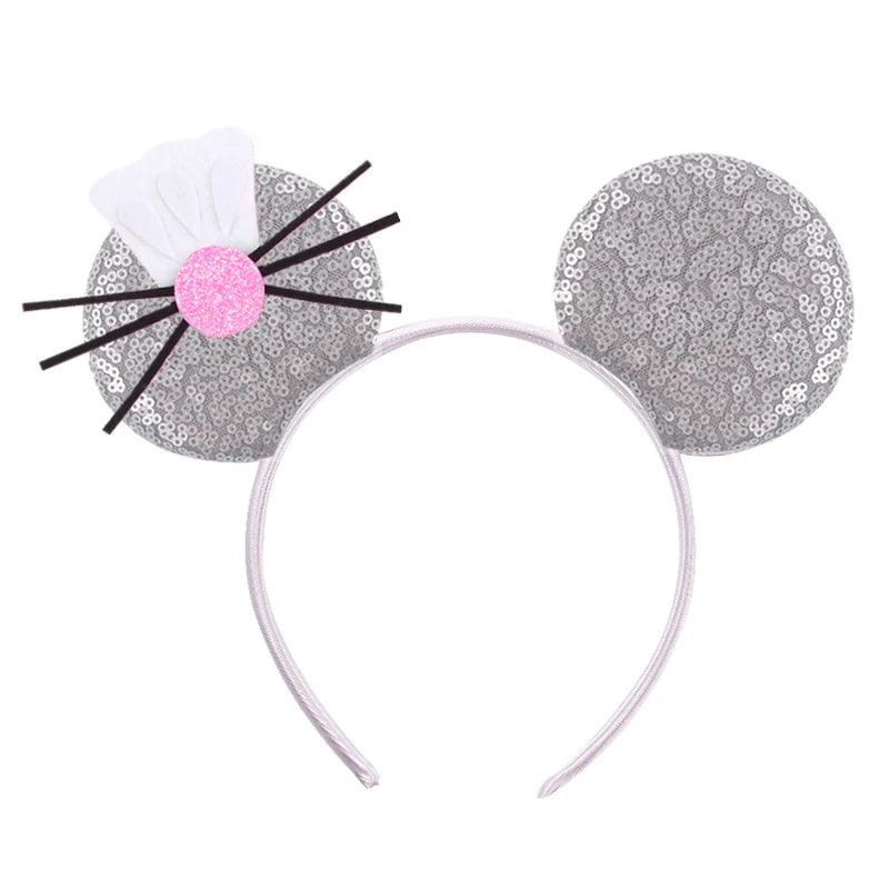 2026 Festival Party Cosplay Mouse Ears Headband 3.3" Ears Glitter Hairband For Boys Girls DIY Cartoon Hair Accessories