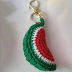 Cute Fruit Series Crochet Keychain Handmaking Knitted Strawberry Keyrings Cute Cherry Keyrings For Bag Pendant Custom Accessory