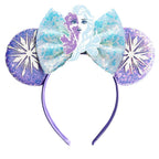 Frozen Elsa Mickey Mouse Ear Headband Sparkling Purple Bow Hair Hoops for Party Valentine Day Gift Holiday Hair Accessories