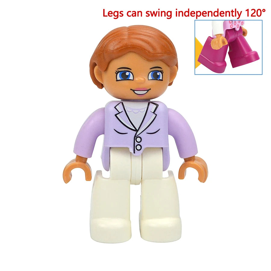 Big Size Figures Building Block Doll Family Farmer Pirate Worker Doctor Policemen Large Brick Compatible Build House Duploes Toy