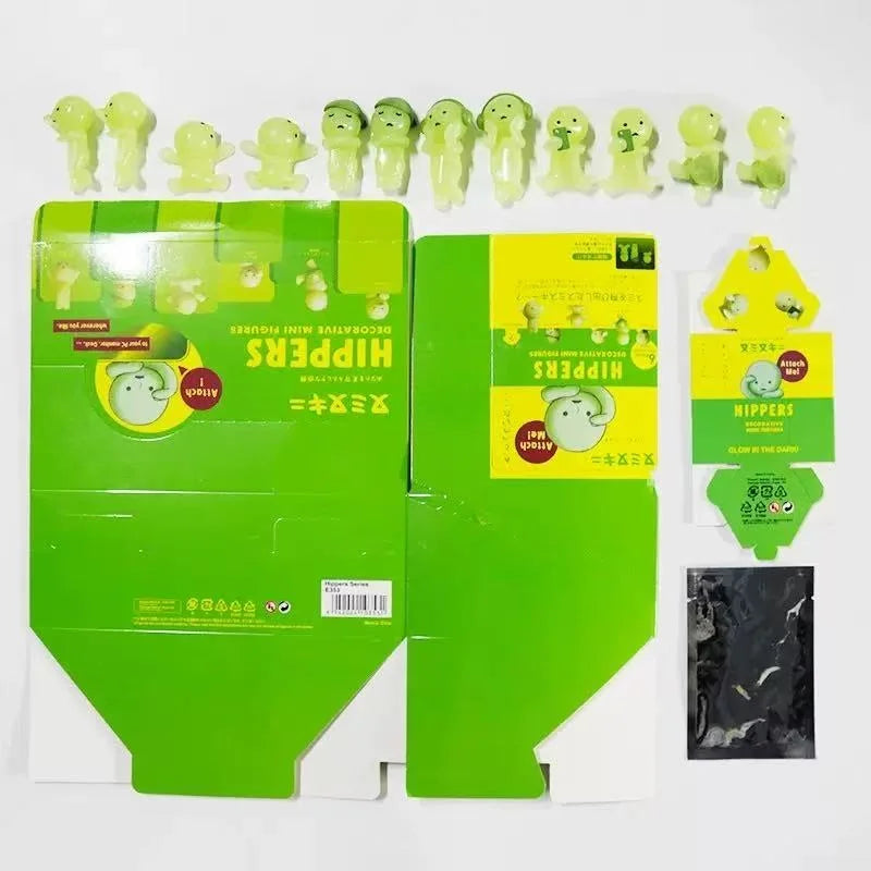 11 types Smiski Multiple Series Noctilucent Green Doll Blind Box Action Figures Decoration Desktop Model Toy For Christmas Gift