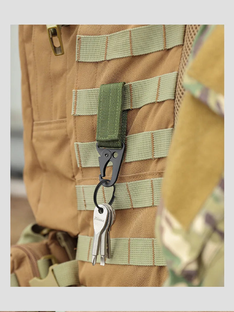 2/5 PCS.Tactical Hanging Buckle Molle Nylon Webbing Carabiner Belt Triangle Keychain for Outdoor Climbing Camping Tool Accessory