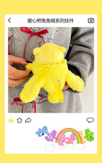New Genuine Carebears Plush Rabbit Hat Keychain Rainbow Bear Doll Pendant School Bag Ornament Gift