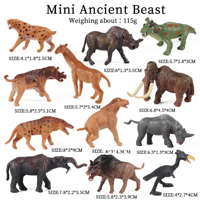 Oenux Montessori Miniature Lion Shark Horse Dinosaur Animals Model Set Action Figures Figurine Zoo Cute Education Kids Toy Gift