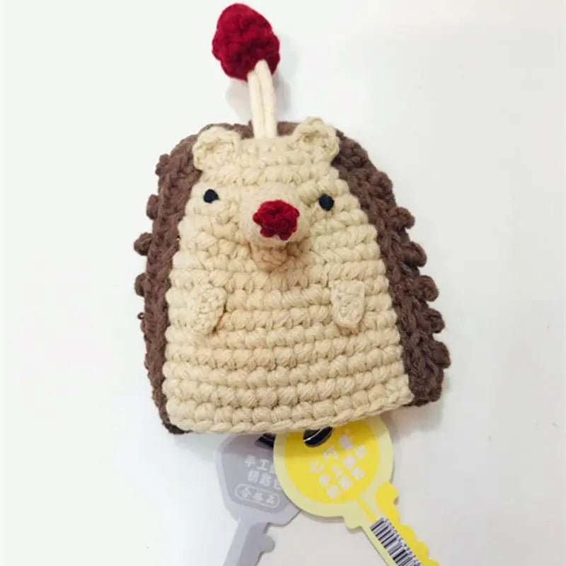 Cute Crochet Cactus Keychain For Keys Storage Bag Keyring Knitting Ladybug Bag Keyrings Wholesale Custom Car Keychain Accessory