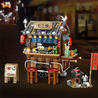 Street View Series Building blocks Izakaya Shaved Ice Shop Takoyaki Shop Coffee shop Panda Tea House model children's gift