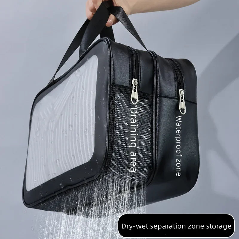 Dry & Wet Separation Transparent PU Makeup Bag