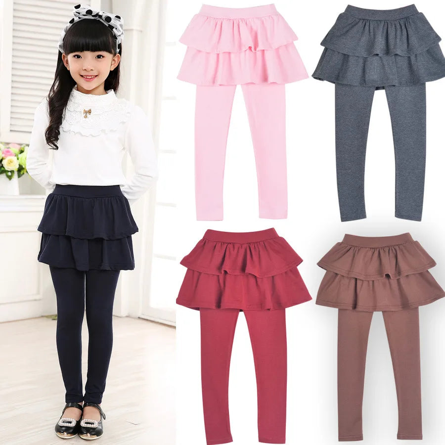 Kids Leggings for Toddler Baby Girls Pants Spring Autumn Fake Two Skirt-Pants Children Trousers Cotton Legging 2-10 Y