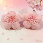 Cherry Blossom Plush Doll Pendant 2026 Pink Flower Keyring Kawaii Car Hanging Decoration for Girls Backpack Ornament