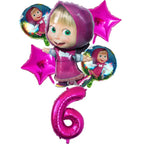 Masha and The Bear Theme Birthday Party Supplies Girls Masha Tableware Set Balloons Plates Cups for Kids Party Baby Shower Decor